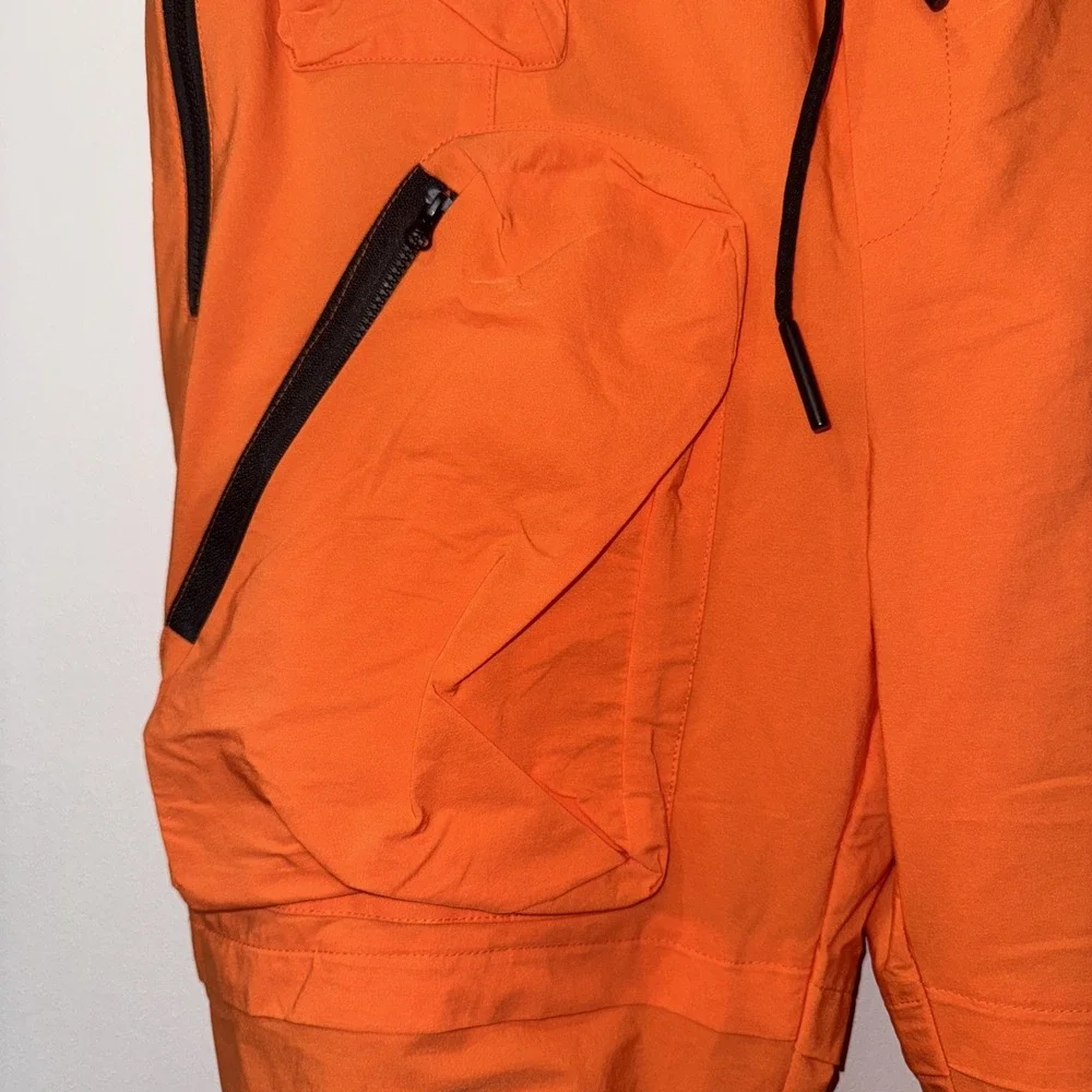 American Stitch Baggy Cargo Pants Mens Large Orange Zip‎ Utility Outdoor NWT